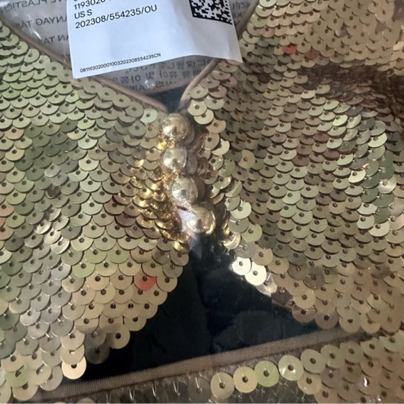 NWT Rabanne x HM Gold Sequined Crop Top sz S - Picture 12 of 15